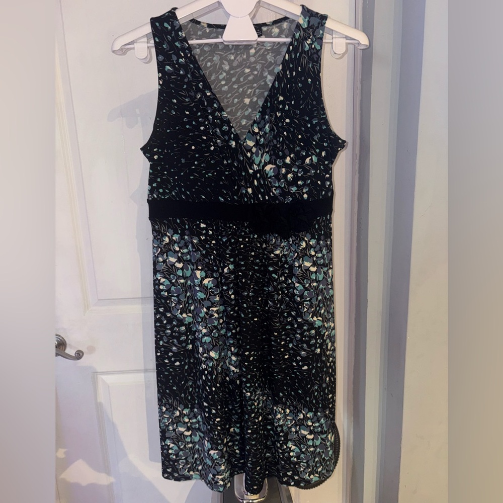 Apt. 9 Black and Blue Floral Midi Dress - szM (P25)